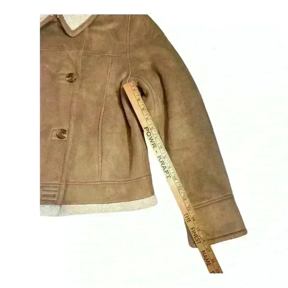 Talbots Petites Tan Faux Suede Jacket with Sherpa Lining Size L - Picture 8 of 8